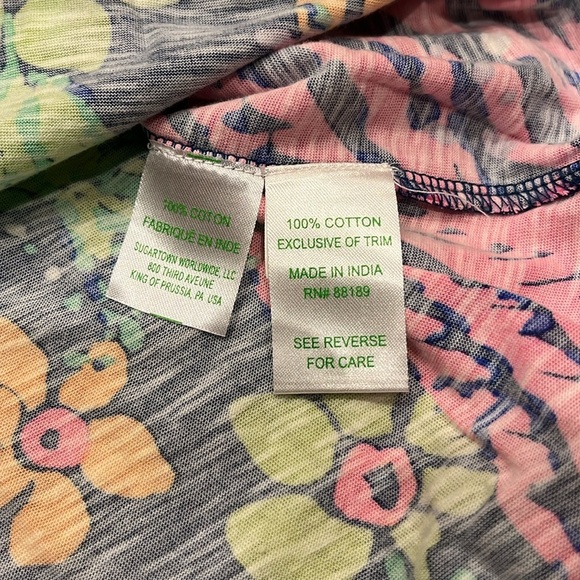 Lilly Pulitzer All Aglow Floral 3/4 Length Sleeve Tilda Tunic Top Tassel Sz XS - Picture 7 of 9